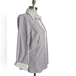 BROOKS BROTHERS Red & Blue Stripe Fitted Non-Iron Stretch Button Down | SZ 12